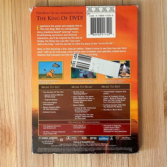 Disney Toy Story & The Lion King DVD 2-Disc Set - Picture 3 of 9